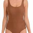 One Piece Swimsuit for Women Athletic Slimming Bathing Suit with Racerback, Comfortable Fit for Swimming & Beach (Brown, S)