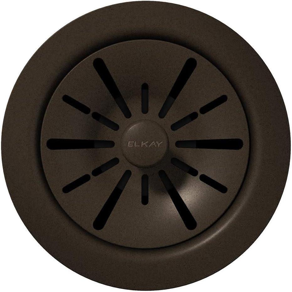 Elkay Quartz Perfect Drain 3-1/2" Polymer Disposer Flange with Removable Basket Strainer and Rubber Stopper Mocha