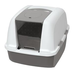 5 Catit Airsift Jumbo Hooded Litter Pan, Warm Gray - Privacy and Easy Access for Cleaning - Ideal for Larger or Multiple Cat Households