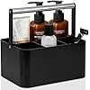 BYUNER Black Shower Caddy Portable: Plastic Bathroom Caddy Organizer with Handle and Holes, Cleaning Caddy, Hard Shower Basket Storage Tote for Toiletry, College Dorm Room Essentials for Men