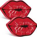2 Pcs Valentines Day Lips Decor Kisses Sign Valentines Decor Indoor Galentines Day Decoration Wood Tiered Tray Decors for Wedding Anniversary Home Table Decoration, 6.3 x 3.5 x 0.47 Inch(Red)
