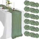 6 x 6 Pack 10FT Sage Green Cheesecloth Table Runner 120 Inch Long Gauze Rustic Boho Spring Cheese Cloth Table Runner Sheer Fabric Decorations for Holiday Party Wedding Banquet Bridal Baby Shower Dcor