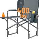 TIMBER RIDGE Aluminum Oversized Camping Chair, Lightweight Portable Directors Chair with Side Table Detachable Side Pocket for Outdoor Camping, Lawn, Picnic, Support 400lbs Gray (Grey)