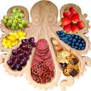 Octopus Charcuterie Board -Ocean Theme Serving Tray for Cheese, Meats & Fruits, Kraken Design Wood Platter Gift for Seafood Lovers (A)