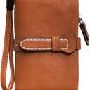 AOXONEL Women's Small Bifold Leather wallet Rfid blocking Ladies Wristlet with Card holder id window Coin Purse