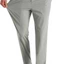 Runcati Mens Stretch Golf Pants Casual Slim Fit Dress Pants Elastic Waist Tapered Work Cropped Trousers (Medium, Light Gray)