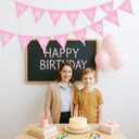 2 x GCQQ Pink Happy Birthday Banner 14Pcs Double-Layer Cotton Fabric Bunting with Pom Pom 3.4m /11.2FT Reusable Pennant Garland for Girl Birthday Party Baby Shower Nursery Room Decorations