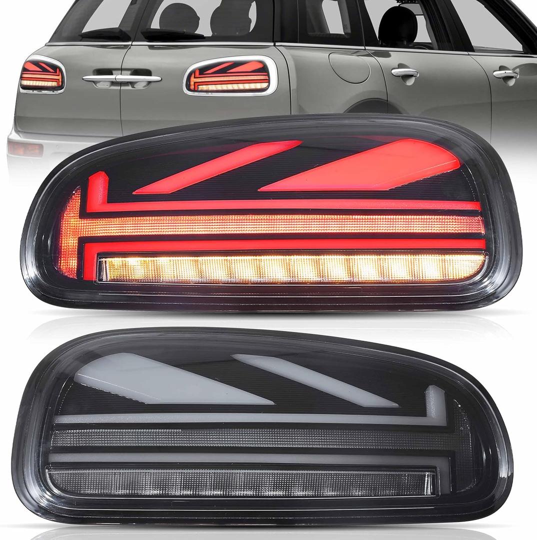 VLAND LED Tail Lights Compatible with 2015-2023 BMW Mini Clubman F54 LCL F54 F54N, Rear Lights with Sequential Turn Signal and Startup Animation, Smoked