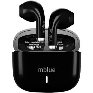 MBLUE AR02 Bluetooth Earbuds, 50H Playtime, ENC Noise Cancelling, 13mm Bass Driver, Touch Control, Wireless Earphones for Sports, Workouts, Calls, Gaming (Black)