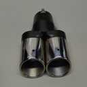 Exhaust Tip Dual Muffler Exhaust Tips, Double Outlet Bending Muffler Tail Pipe Car Stainless Steel Tail Pipe 2.5"/63mm Inlet Dual Curved Muffler Tip Bevel Port Modification Accessories(Silver)