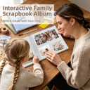 Popotop Photo Album Self Adhesive with Picture Display Window,40 Pages DIY Scrapbooking Supplies Kit for 4x6 8x10 Picture,Linen Cover Memory Book for Baby Wedding, with Scraper and Metallic Pen