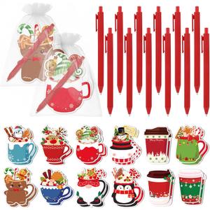 24 Sets Christmas Sticky Notes with Pens, Christmas Coffee Cup Notepads Winter Memo Pad Bulk Gifts for Coworkers Holiday Decoration Party Favors Office Home Supplies