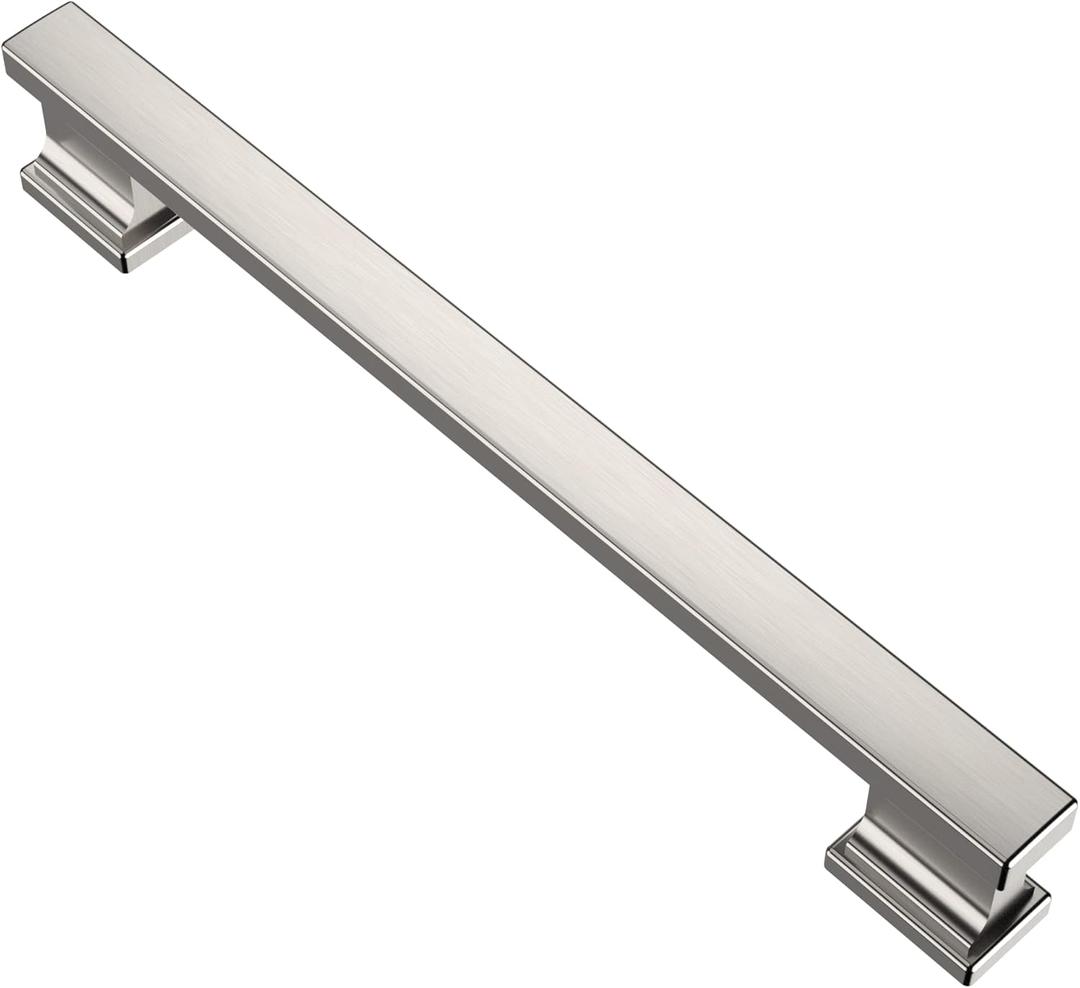 Alzassbg 15 Pack Brushed Satin Nickel Cabinet Pulls, 6-1/4 Inch(160mm) Hole Centers Kitchen Cabinet Handles for Cabinets and Drawers AL3061SN