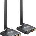 LiNKFOR 2.4Ghz Wireless Audio Transmitter Receiver, 50M/164Ft Long-Range Transmitter & Receiver with Low Latency,Volume Control,Ideal for TV/Subwoofers/Speakers,RCA(3.5mm) Out/Input