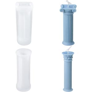 Roman Column Candle Mold, Set of 2 Cylinder Candle Silicone Mould 3D Ancient Greek Pillars Mold for DIY Handmade Candles Concrete Plaster Crafts