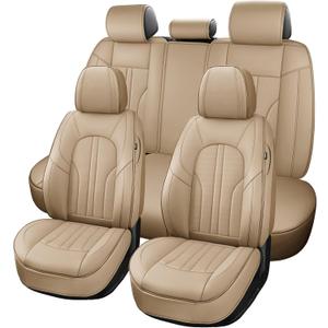 MINGBRON Car Seat Covers,Car Seat Protector Waterproof,Seat Covers Full Set, Car Seat Protectors,Automotive Seat Covers Fit for Most Cars Beige