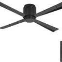 WINGBO 54 Inch Wet-Rated Ceiling Fan without Light, 4 ABS Blades, 6-Speed Quiet DC Motor, Waterproof Flush Mount Ceiling Fan for Porch, Gazebo, Patio, Outdoor & Indoor, Matte Black