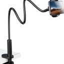 Gooseneck Phone Holder for Bed  360 Flexible Adjustable Clamp, Long Arm Gooseneck Bracket for Desk Headboard Bedside, Compatible with iPhone 16 15 Pro Max XR X 8 7 & 3.5-7" Devices (Black)