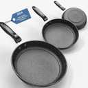 Nonstick Fry Pan Skillet Set, 10"+11"+12" Cast Iron Skillet 3 Pieces Set for Cooking, Professional Frying Pans Nonstick with Stay Cool Handle, PFAS-Free, Dishwasher Safe (OH3)