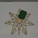 YEAHOME Christmas Tree Topper, Gold Glittered Hollow 7-Point Star Tree Topper, Lighted Wire Star with 20 LED Lights for Christmas Treetop, Xmas Tree Topper with Timer, Christmas Tree Decorations