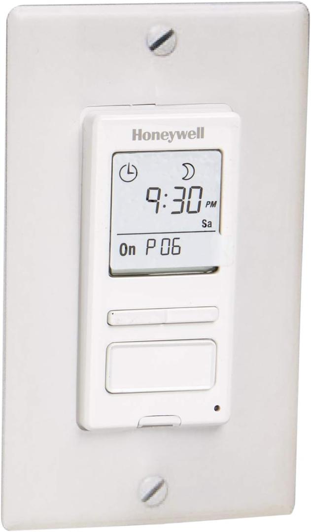 Honeywell RPLS540A ECONOSwitch Programmable Timer Switch, White (Requires 40 W Minimum), 1.5"D x 1.69"W x 4.06"H