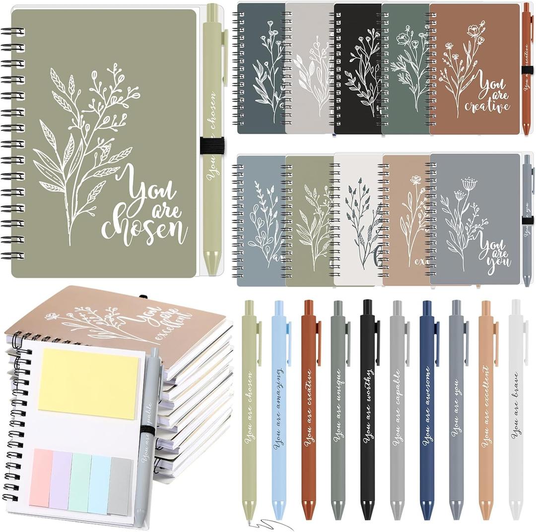Janlaugh 30 Sets Appreciation Gifts for Office Coworkers Bulk - Thank You Inspirational Spiral Journal Notebook with Sticky Notes Pen for Employee Staff Teacher Team Nurse Graduation (Bright Color)