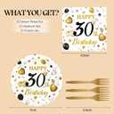 75PCS 30th Birthday Plates and Napkins Party Decorations, 7 Inch White and Gold Happy 30th Birthday Paper Dessert Cake Plates and Napkins Set Disposable Tableware Party Favors for Women Men