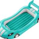 QPAU Blow up Inflatable Toddler Travel Bed with Sides, Toddler Air Mattress for Camping, Traveling, Hotel, or Home Use, Hand Pump Included (Cyan)