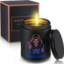 Scented Candle for Men with Color Sensor Light, Stay Positive Skeleton Man Black Aromatherapy Candles, Natural Hand Poured, 7 oz Soy Candle Gift for Christmas