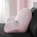 Juicy Couture Velour Backrest Pillow with Rhinestone Juicy Logo - 30"x17", Light Pink Supportive Bed Rest Pillow for Reading, Gaming, or Relaxing
