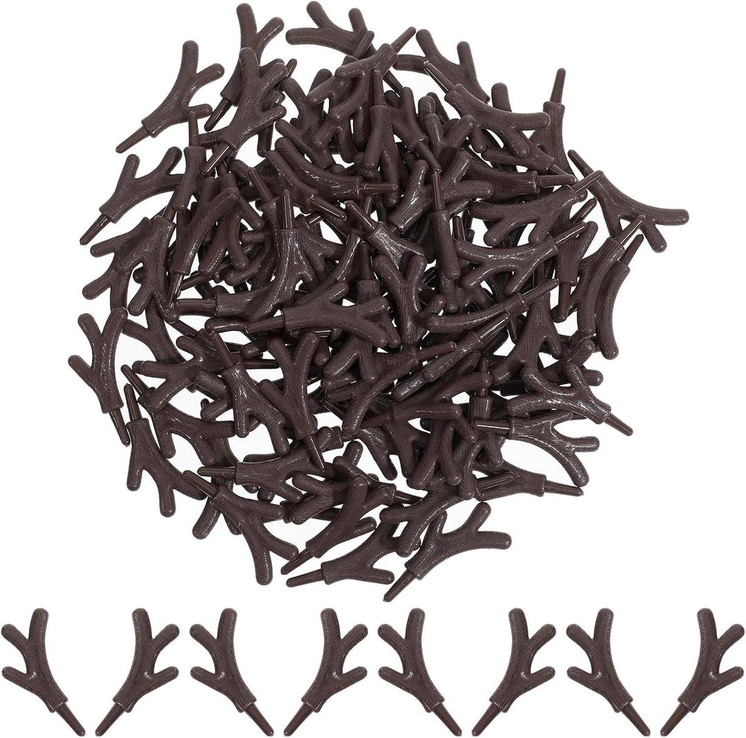SEWACC 100PCS Mini Plastic Antlers Branches, DIY Christmas Snowman Hands, Fake Reindeer Antler Tree Branches for DIY Crafts Holiday Decorations