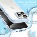 JETech Cute Case for iPhone 15 Pro 6.1-Inch, Wave Frame Curly Shape Shockproof Phone Cover for Women and Girls, Clear Hard PC Back (Blue)