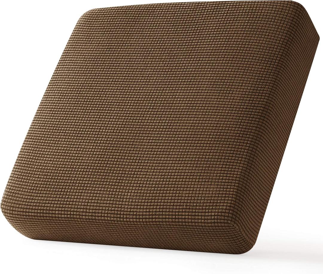 CHUN YI Small Couch Cushion Cover Stretch, Sofa Seat Slipcovers for Pets, Suitable for Armchair Loveseat Sofa with Spandex Jacquard Washable Fabric(Small,Coffee) (1 Piece - Small)