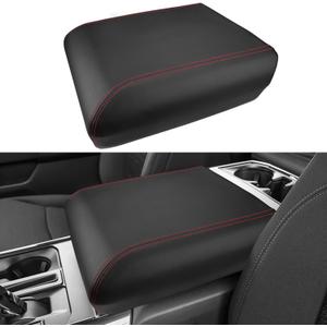 INTGET Center Console Cover for 2025 2026 Ford F150 Accessories Interior 2021 2022 2023 2024 Car Middle Arm Rest Armrest Lid Seat Cover Protector Elbow Cushion Pad (red Stitches, 2021-2026)