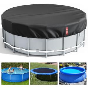 LXKCKJ 15 Ft Round Pool Cover, Solar Covers for Above Ground Pools, Summer Pool Cover Protector with Cover Accessories, PE Tarp Ideal for Waterproof and Dustproof (Black)