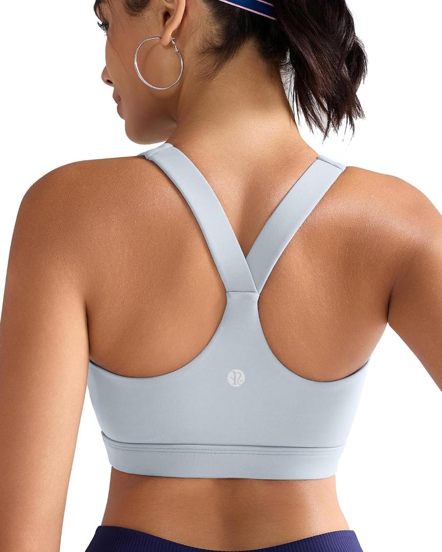 RUNNING GIRL Sports Bras for Women, Molded Cup High Impact Sports Bra Workout Bras for Women High Support Racerback (Medium, A-ice Grey)