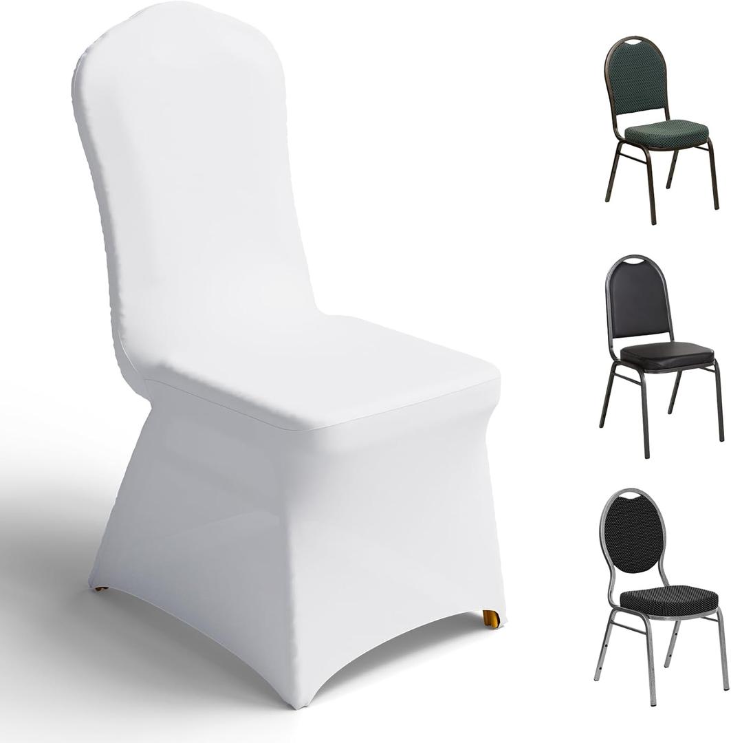 Spandex Banquet Chair Covers 100PCS - Party Dining Chairs Cover Stretchy Slipcovers for Wedding Decor Birthday Event(White)