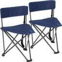 REDCAMP 2 Pack Tripod Chairs for Adults, Folding Lightweight Portable Golf Chairs for Spectators, Compact 3 Legged Tripod Stools Seat with Backrest for Camping Fishing Hunting, Blue