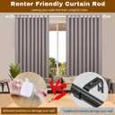 2 Pack Adhesive Curtain Rod No Drilling for Renter 27 to 84 Inch Adjustable