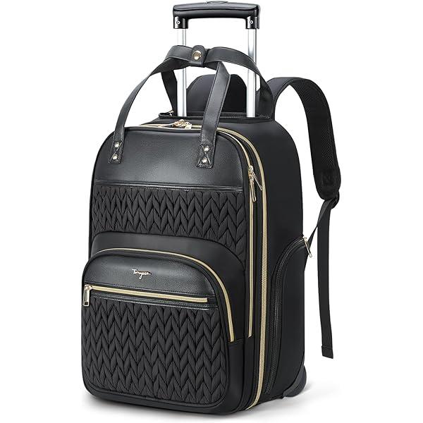 Rolling Backpack with Wheels, Large Carry On Flight Approved, 17 Inch Wheeled Laptop Backpack for Travel Work Business Overnight Roller Bag, Black