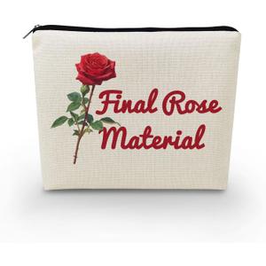 Bachelor Fans Canvas Makeup Bag Bachelor TV Show Inspirational Present Organizer Bag Final Rose Material Bachelor Toiletry Zipper Pouch Rose Cosmetic Bag Birthday Present for Women Friends