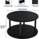 23.6" Round Coffee Table, 2-Tier Small Circle Coffee Table with Storage, Modern Center Accent Table with Metal Frame, Side Table End Table for Small Space, Living Room, Office, Black