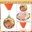 Happy Thanksgiving Medals Bulk with Neck Ribbons, 2 Inch Autumn Harvest Pumpkin Trophies for Thanksgiving Family Games, Contests, Fall Holiday Party Prizes