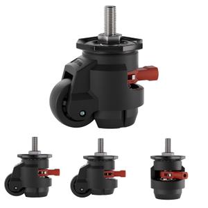 TESUMI 2" Inch Stem Leveling Casters Wheel with Ratchet Handle, 1/2 Inch and M12 Stem Size, Height Adjustable Heavy Duty Casters Set of 4 Total Load 2200 Lbs, Workbench Retractable Caster, T60
