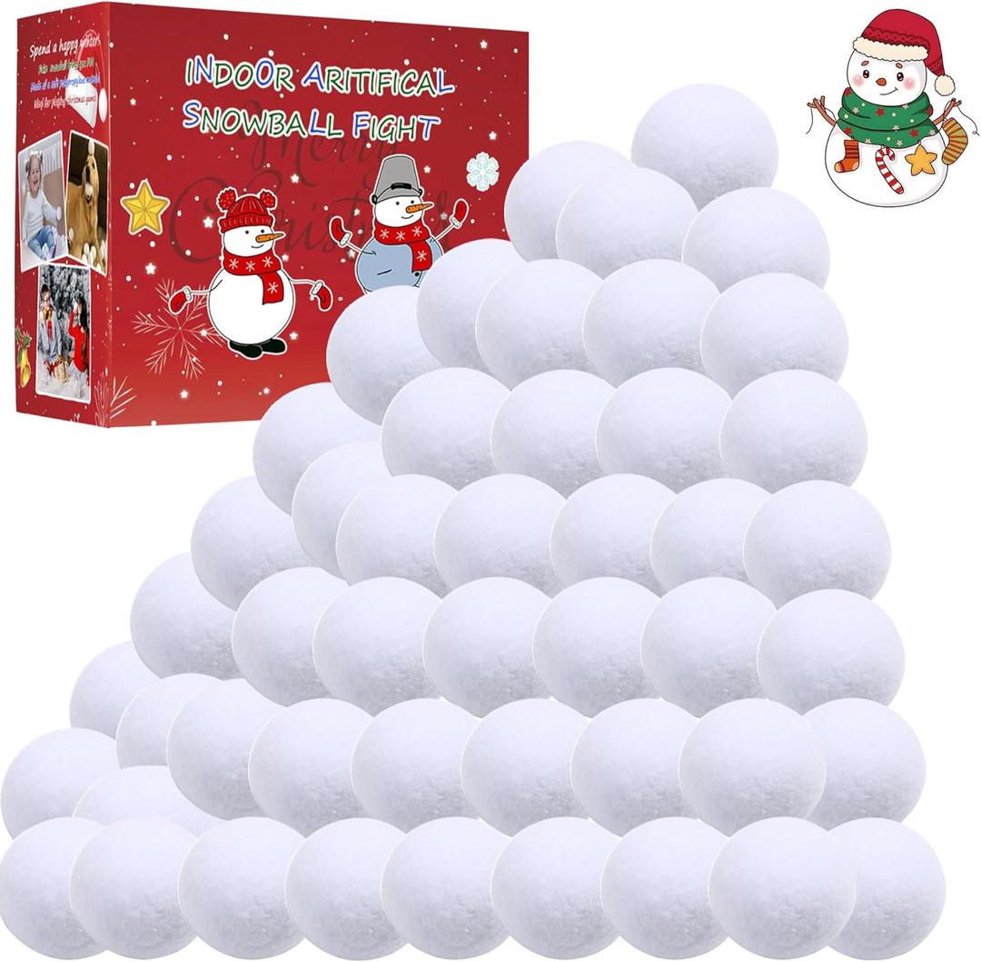 50Pcs Snow Toy Balls,2.36IN Artificial Snow Ball Fight Indoor,Soft Fake Snowball,Christmas Decoration Party Supplies,Indoor Outdoor Throwing Game