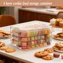 4-Layer Stackable Cookie Airtight Storage Containers with Lids, Portable Plastic Cookie Storage Case Snack Containers for Desserts, Cupcakes, Snacks, Dumplings, Fruit- Clear Lid, 11.61 x 7.87 x 5.5 inches