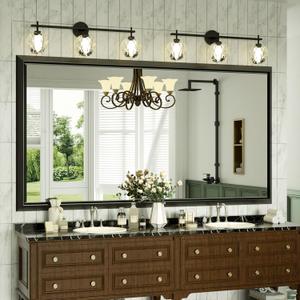 Black Bathroom Mirror for Wall, 60" x 36" Large Framed Rectangle Mirror with Beveled Stereoscopic Aluminum Alloy Frame, Wall Mirror for Hotel Double Vanity, Barber Shop (Horizontal/Vertical)