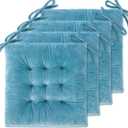 WONDER MIRACLE 4 Pack Seat Cushion/Chair Cushion Pads for Dining Chairs, Office Chair, Floor, Machine Wash & Dryer Friendly (Flannel 16"16", Light Blue)