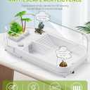 Moonorange Large Turtle Tank Kit (Tank+Lamp+Filter), Acrylic Turtle Tank Starter Kit with Heightened and Curved Fences, Bottom Drainage, Multi-Function Areas