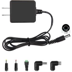 AC/DC Power Adapter, 5V 1A 5W, Universal Input 110V-240V, 5 Connectors, Black